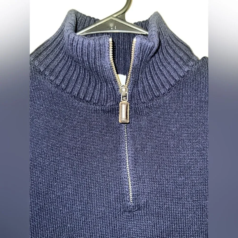 J. Crew Cashmere Blend 1/4 zip pullover sweater‎ Blend Blue Brown Pull Size XL